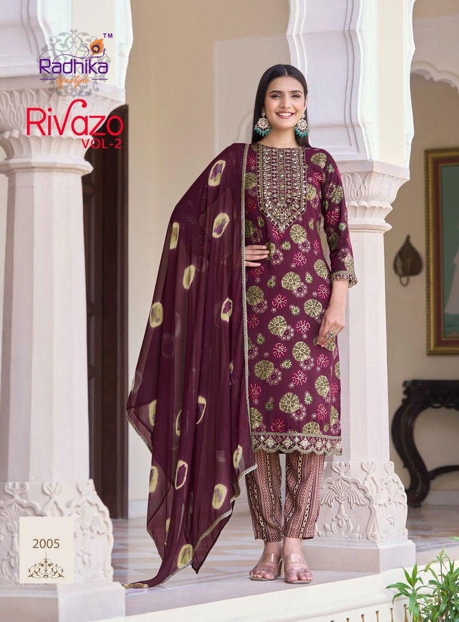 Rivazo Vol 2 By Radhika Rayon Printed Readymade Suits Wholesale Market In Surat